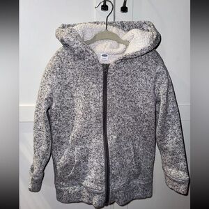 OLD NAVY BOYS JACKET COAT 6X 6/7 Fleece Zip Up Lining Hood Pockets THICK WARM!